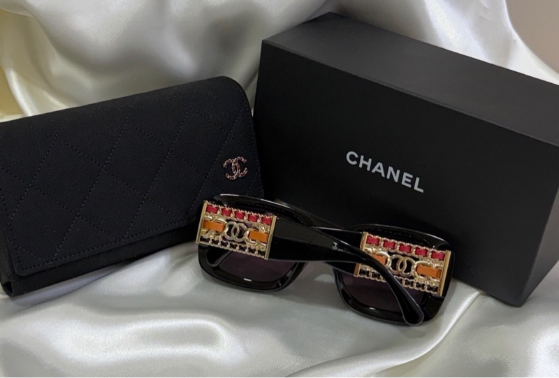 香奈兒Chanel 紫色漸層方形眼鏡 重工設計 不撞款 原價35000-39