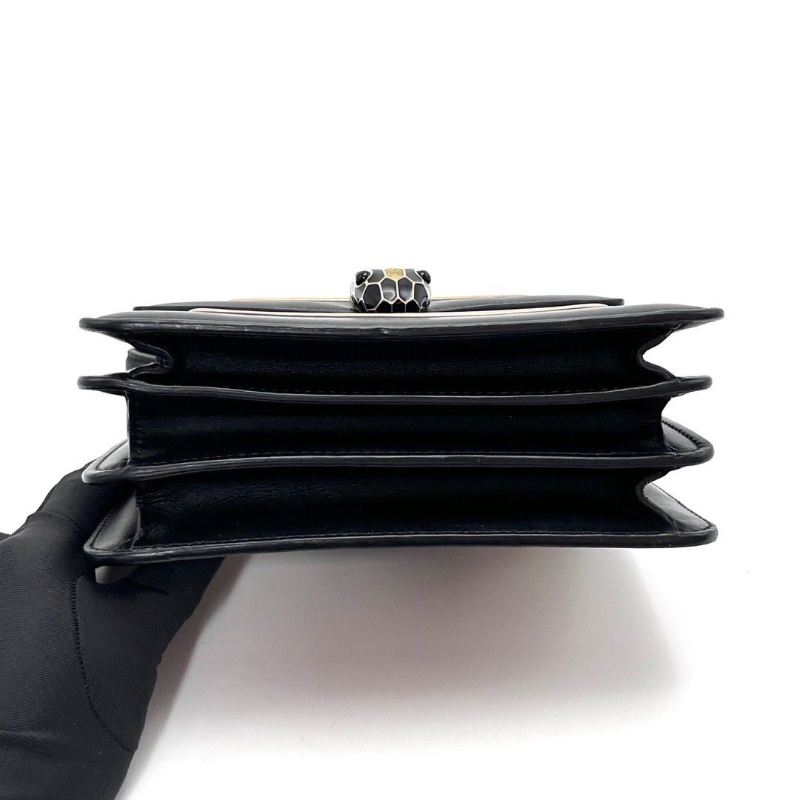 BVLGARI 黑金蛇頭手提斜背風琴包18.5*16*10  9新 配件塵袋-4