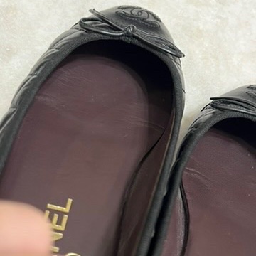 香奈兒 Chanel 芭蕾舞鞋 復古小牛皮黑 經典菱格紋-6