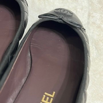 香奈兒 Chanel 芭蕾舞鞋 復古小牛皮黑 經典菱格紋-7