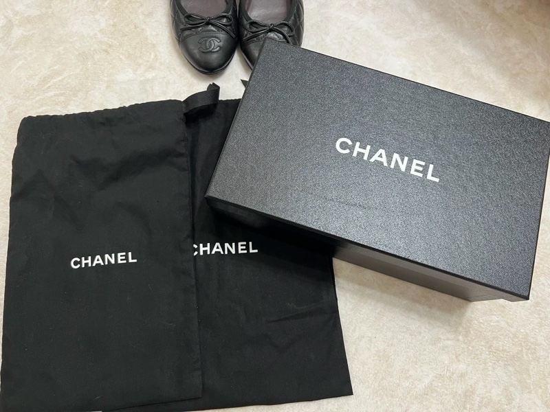 香奈兒 Chanel 芭蕾舞鞋 復古小牛皮黑 經典菱格紋-9