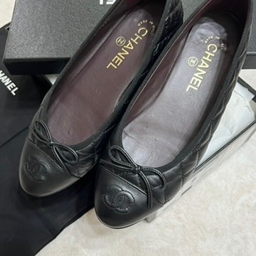 香奈兒 Chanel 芭蕾舞鞋 復古小牛皮黑 經典菱格紋-10