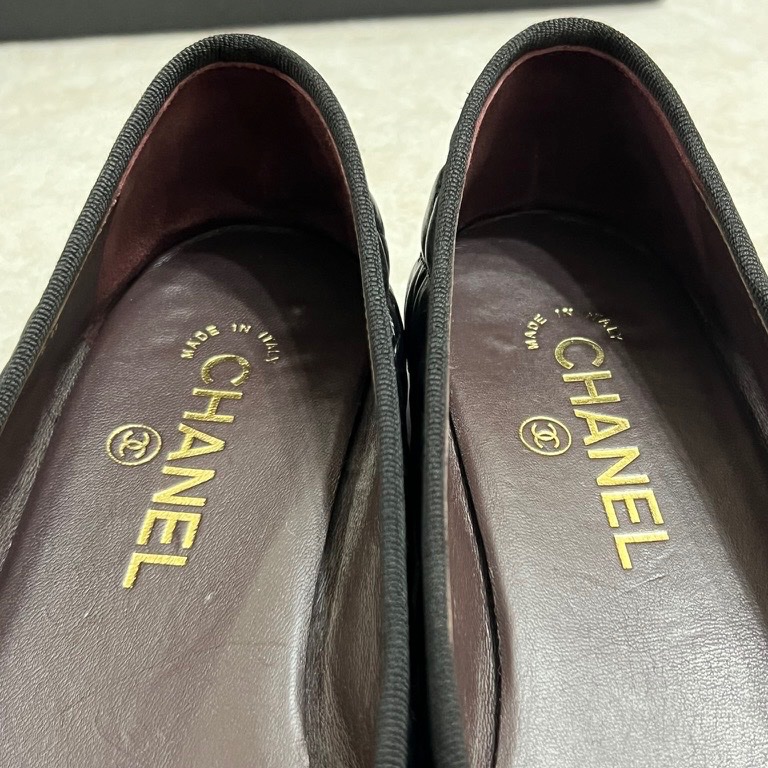 香奈兒 Chanel 芭蕾舞鞋 復古小牛皮黑 經典菱格紋-11