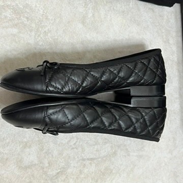 香奈兒 Chanel 芭蕾舞鞋 復古小牛皮黑 經典菱格紋-13