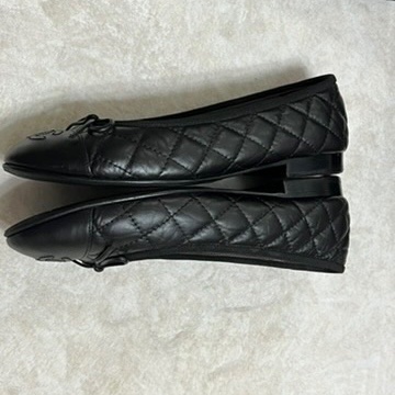 香奈兒 Chanel 芭蕾舞鞋 復古小牛皮黑 經典菱格紋-15