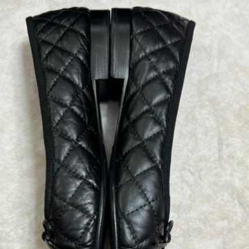 香奈兒 Chanel 芭蕾舞鞋 復古小牛皮黑 經典菱格紋-17