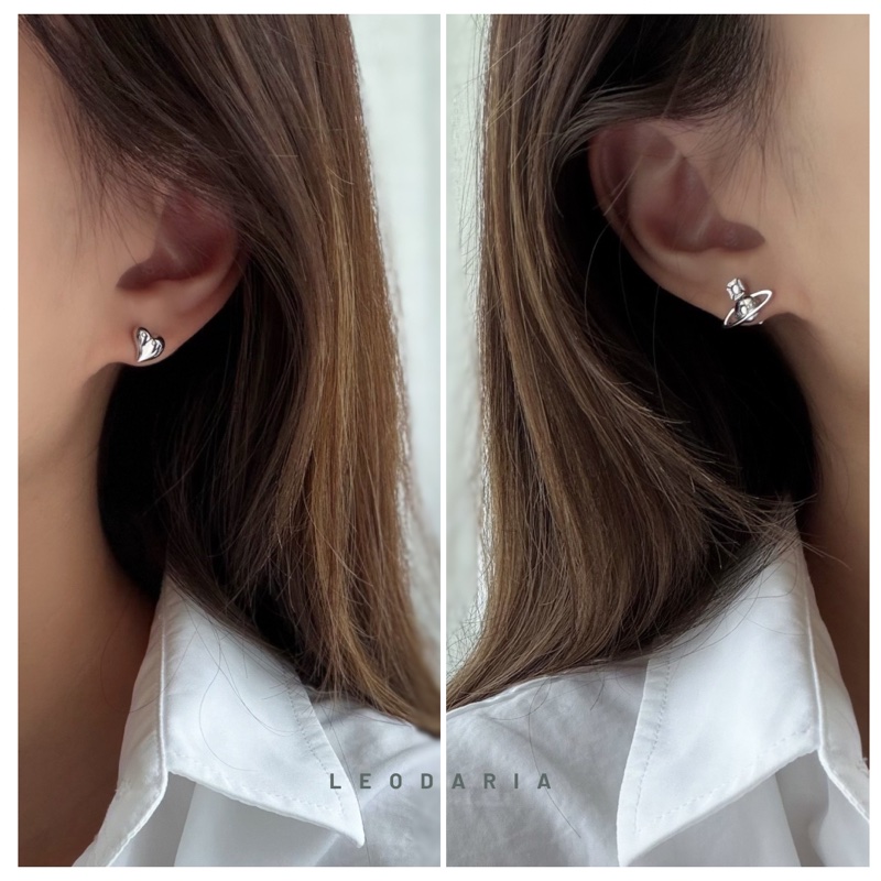 Vivienne Westwood🪐Leodaria Earrings稀有純銀 不對稱土星/愛心耳環-0