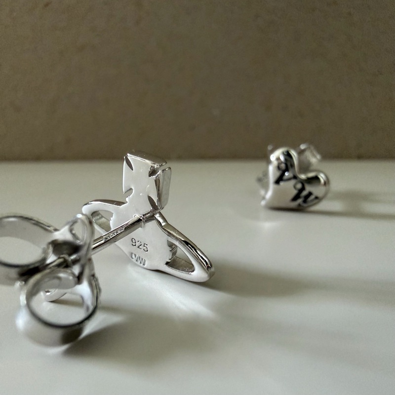 Vivienne Westwood🪐Leodaria Earrings稀有純銀 不對稱土星/愛心耳環-8