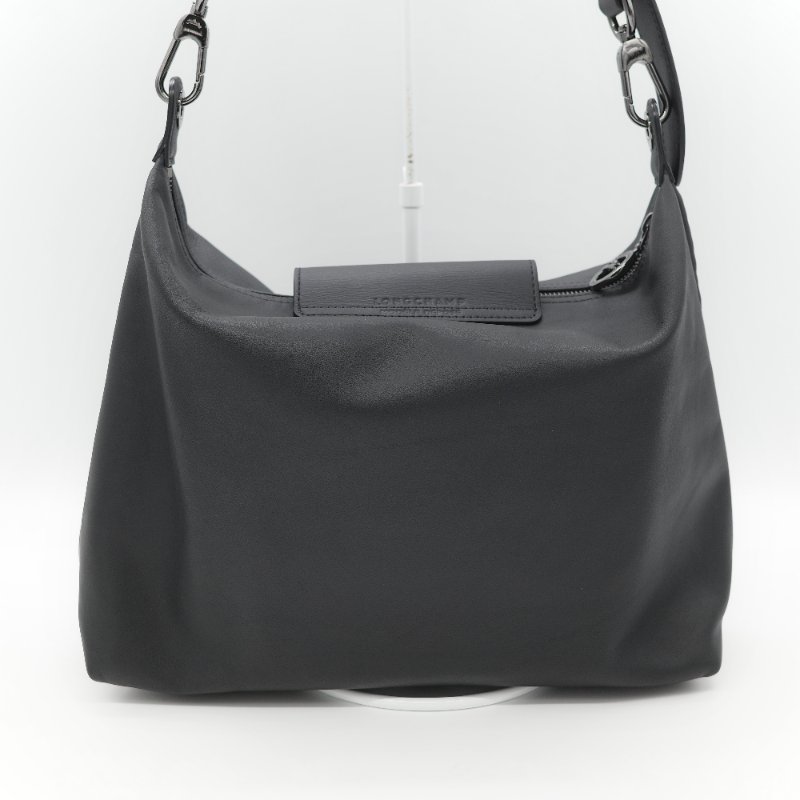 Longchamp 瓏驤 Le Pliage Xtra 經典黑色 頂級平滑小牛皮 中型 半月型單肩腋下包-4