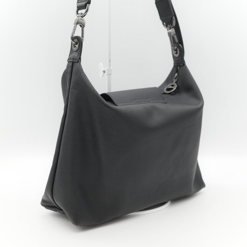 Longchamp 瓏驤 Le Pliage Xtra 經典黑色 頂級平滑小牛皮 中型 半月型單肩腋下包-5