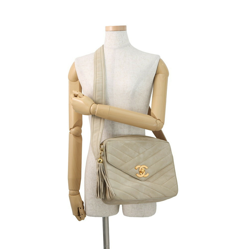 香奈兒單肩包，斜紋縫線，Coco標誌，麂皮，帶流蘇，手提包，CHANEL-3