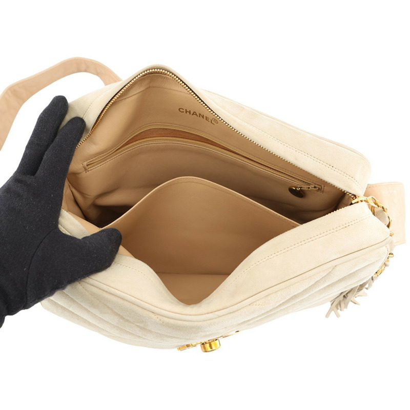 香奈兒單肩包，斜紋縫線，Coco標誌，麂皮，帶流蘇，手提包，CHANEL-4