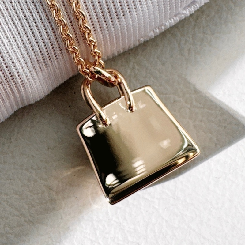 Hermes 愛馬仕 birkin玫瑰金滿鑽項鍊-7