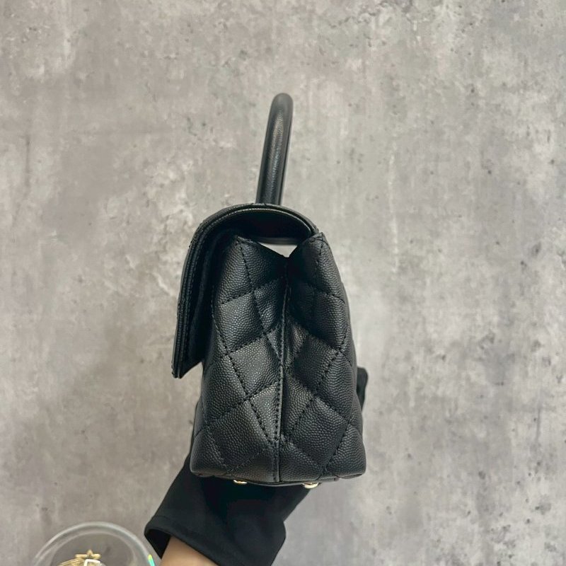 Chanel coco handle24 黑金 荔枝牛 晶片款-3