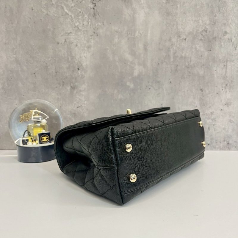 Chanel coco handle24 黑金 荔枝牛 晶片款-4