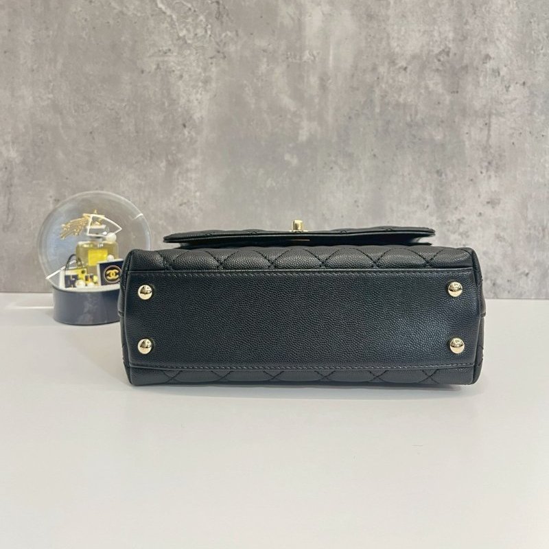 Chanel coco handle24 黑金 荔枝牛 晶片款-6