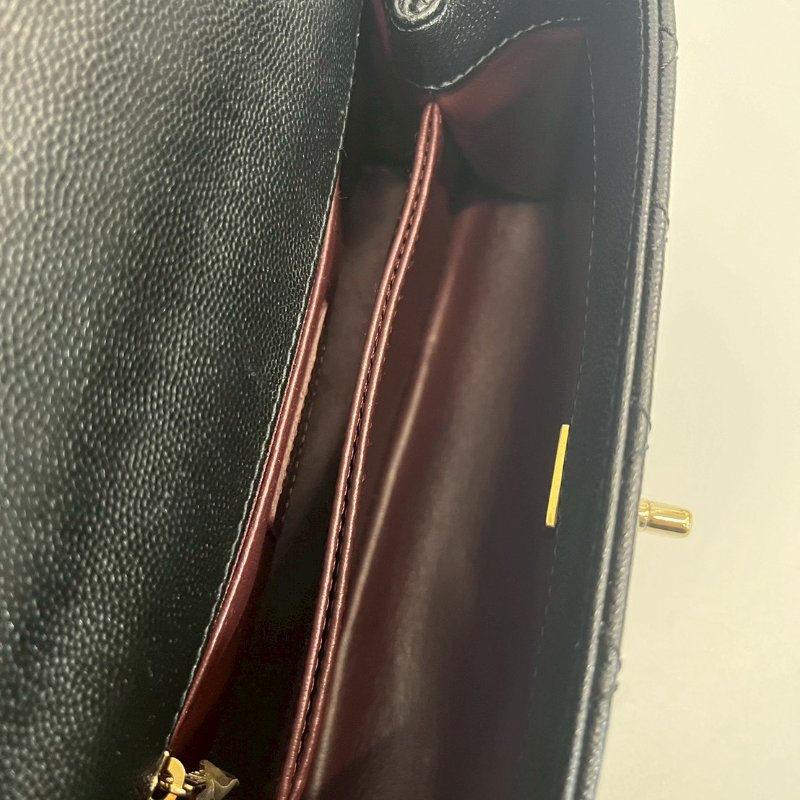 Chanel coco handle24 黑金 荔枝牛 晶片款-8