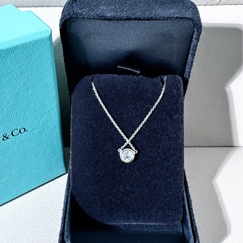 Tiffany蒂芙尼 18K 白金 泡泡鑽單鑽項鍊-2