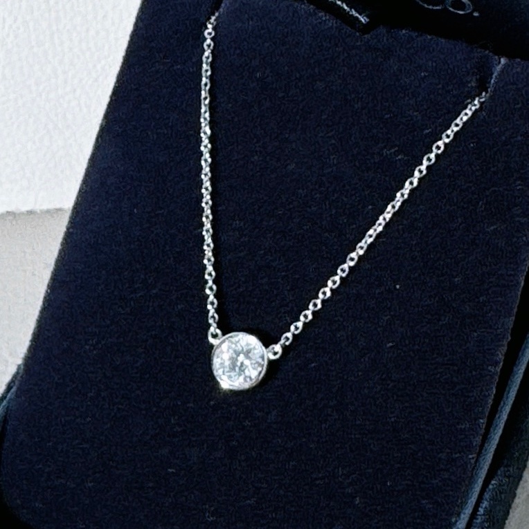 Tiffany蒂芙尼 18K 白金 泡泡鑽單鑽項鍊-4