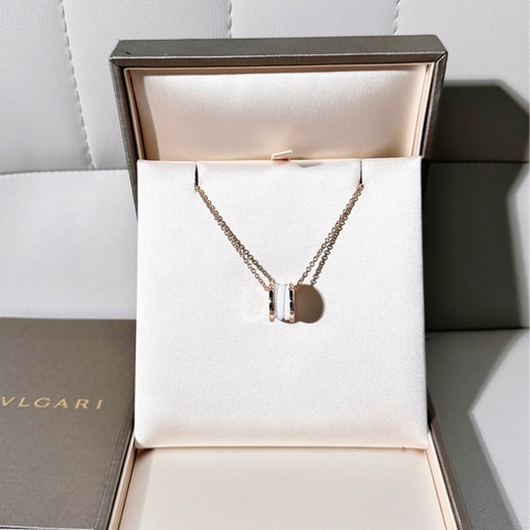 Bvlgari寶格麗 白陶瓷彈簧18k玫瑰金項鍊