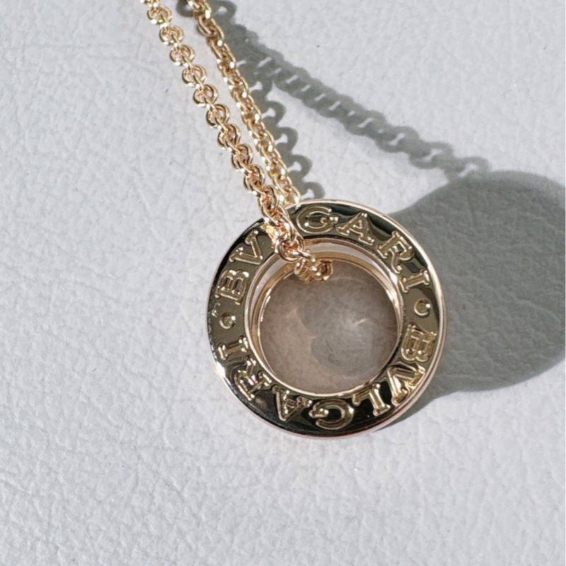 Bvlgari寶格麗 白陶瓷彈簧18k玫瑰金項鍊-6