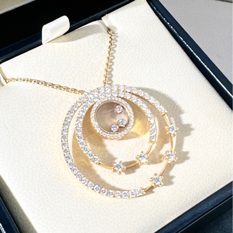 Chopard蕭邦 快樂鑽 玫瑰金滿鑽銀河系項鍊-2