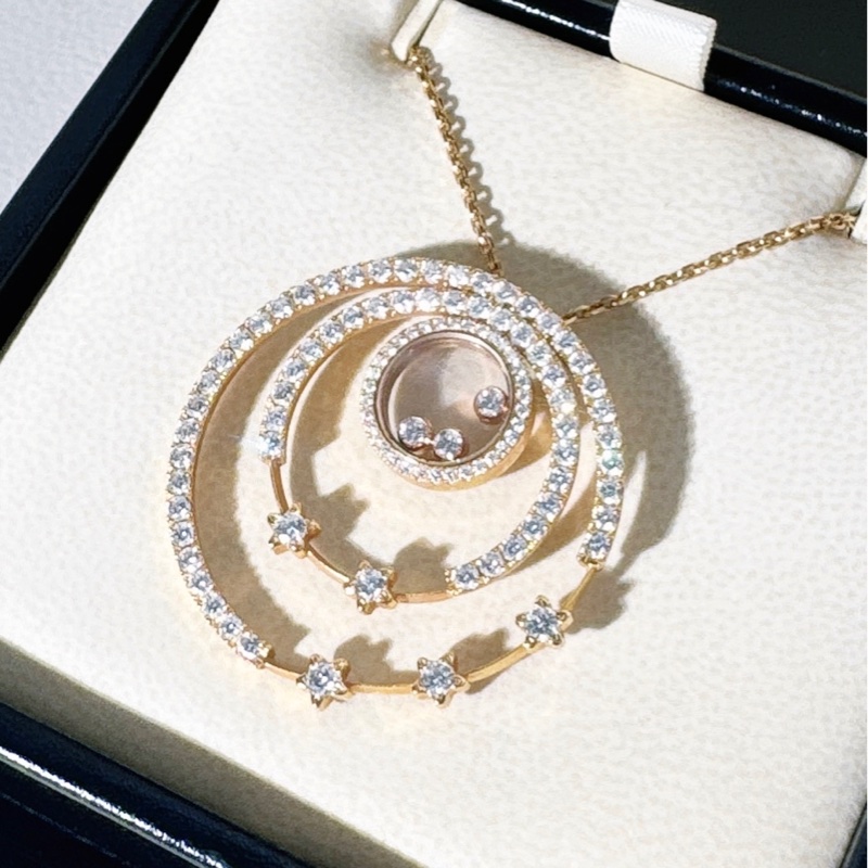 Chopard蕭邦 快樂鑽 玫瑰金滿鑽銀河系項鍊-3