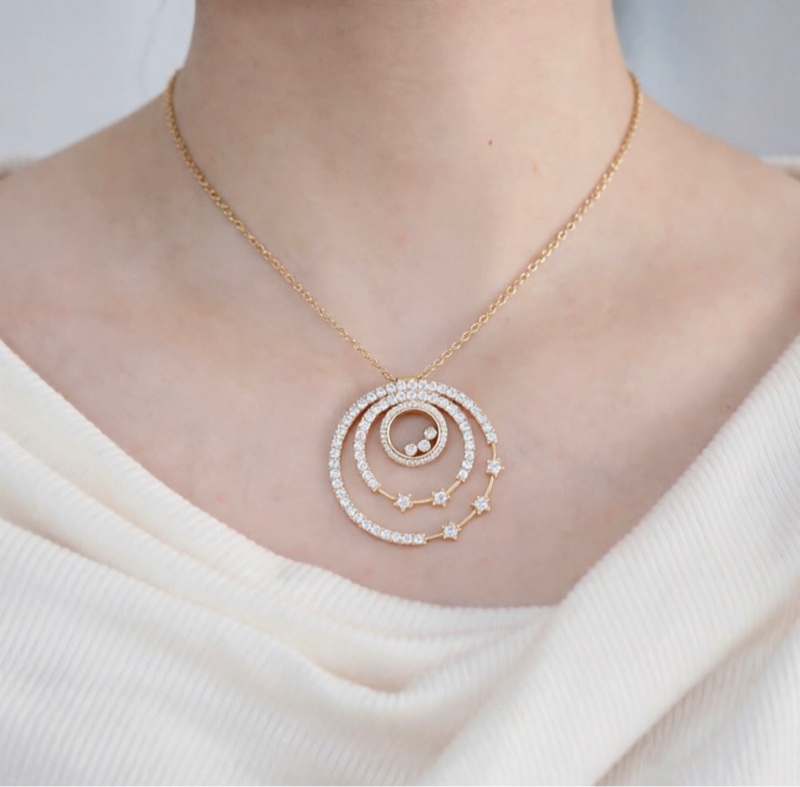 Chopard蕭邦 快樂鑽 玫瑰金滿鑽銀河系項鍊-6