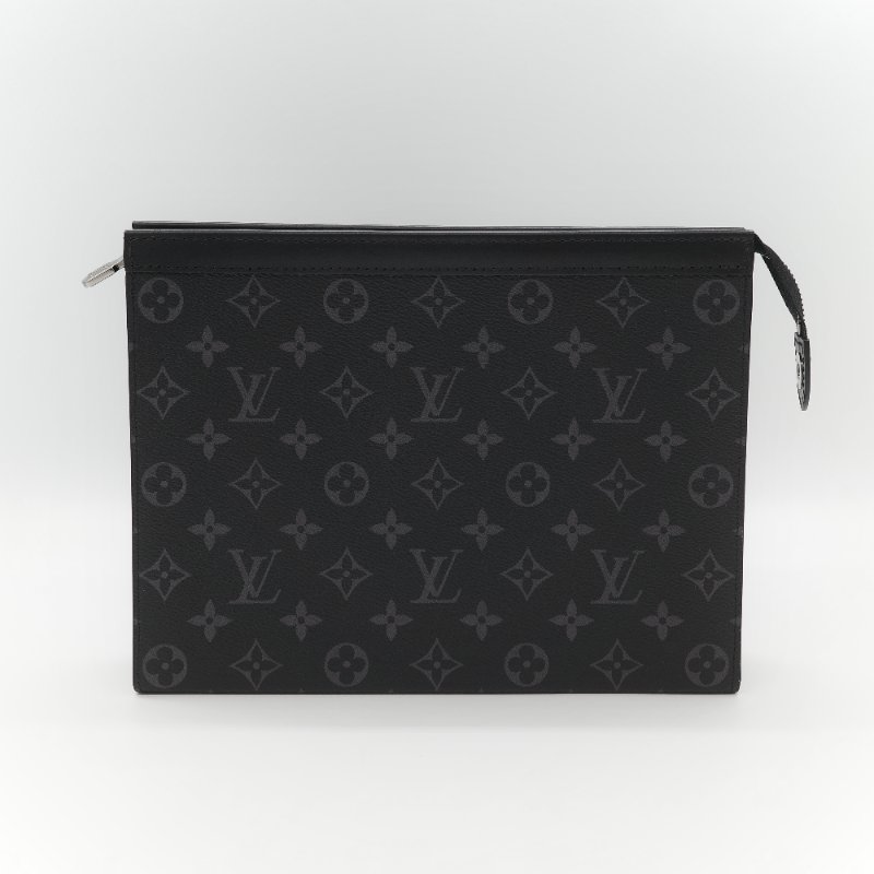 Louis Vuitton 路易威登 Pochette Voyage MM 帆布 經典黑灰雙色 塗層帆布 牛皮中型手拿包-1