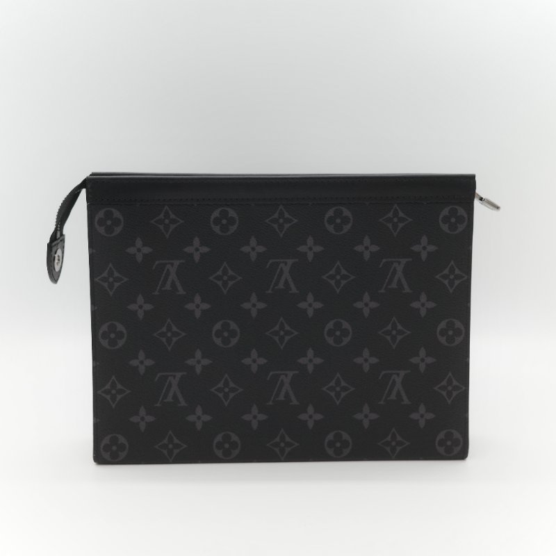 Louis Vuitton 路易威登 Pochette Voyage MM 帆布 經典黑灰雙色 塗層帆布 牛皮中型手拿包-2