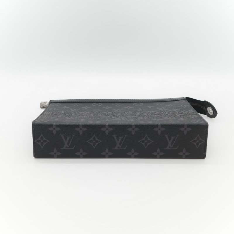 Louis Vuitton 路易威登 Pochette Voyage MM 帆布 經典黑灰雙色 塗層帆布 牛皮中型手拿包-5