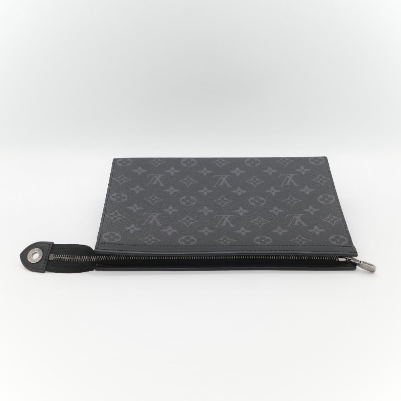 Louis Vuitton 路易威登 Pochette Voyage MM 帆布 經典黑灰雙色 塗層帆布 牛皮中型手拿包-7