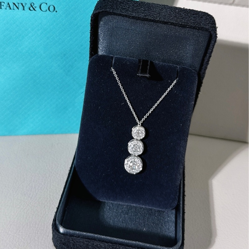 Tiffany蒂芙尼 Circlet系列 Pt950鉑金滿鑽三重圓餅項鍊-1