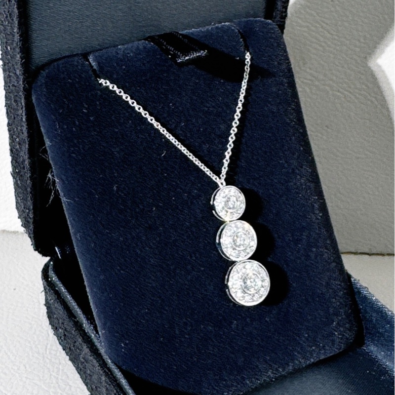 Tiffany蒂芙尼 Circlet系列 Pt950鉑金滿鑽三重圓餅項鍊-4
