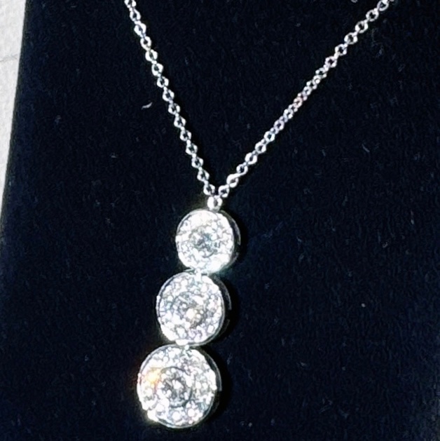 Tiffany蒂芙尼 Circlet系列 Pt950鉑金滿鑽三重圓餅項鍊-5