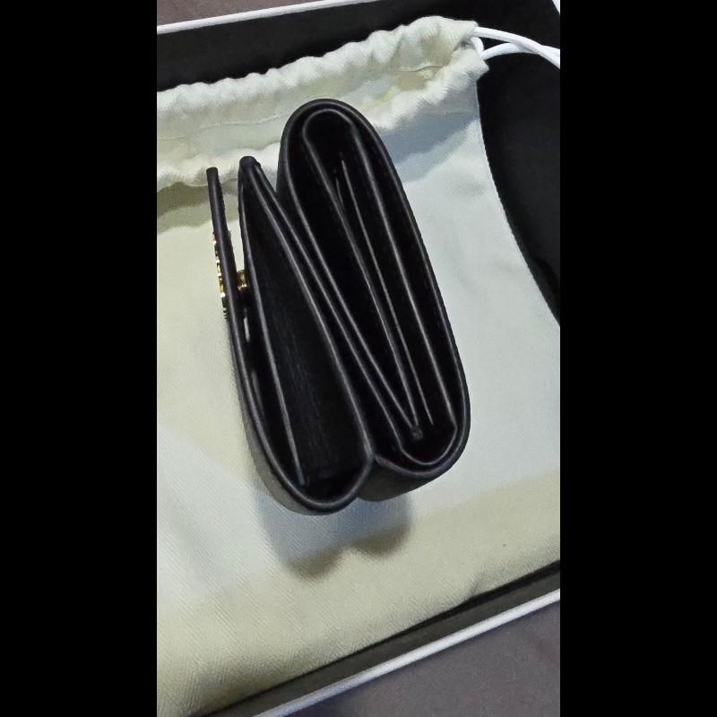 Loewe 黑金配色 三折短夾-3