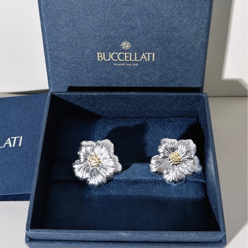 Buccellati布契拉提 純銀梔子花大號耳環-0