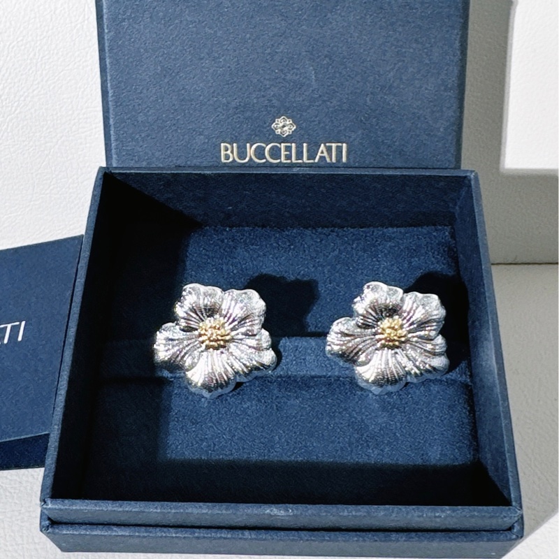 Buccellati布契拉提 純銀梔子花大號耳環-1