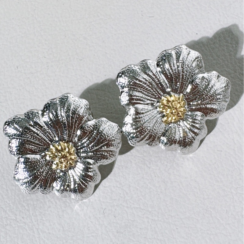 Buccellati布契拉提 純銀梔子花大號耳環-4