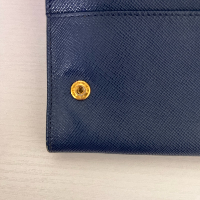 Prada 時尚藍Saffiano 牛皮革鏈條長夾-4