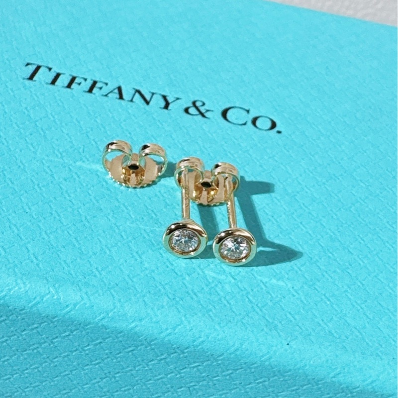 Tiffany蒂芙尼 Elsa Peretti® 系列 18K黃金 泡泡單鑽耳釘-4