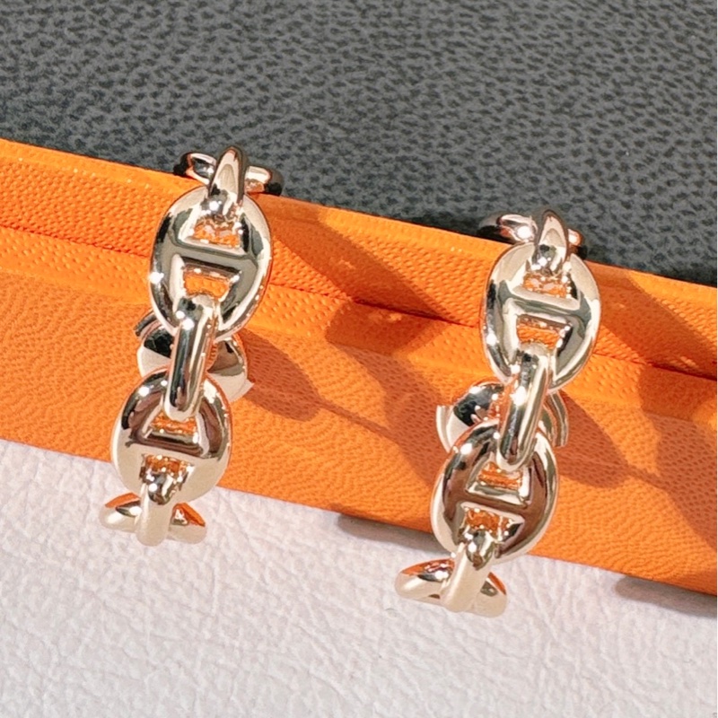 Hermes 愛馬仕Chaine d'Ancre Enchaîné 豬鼻子爬耳式耳環-4