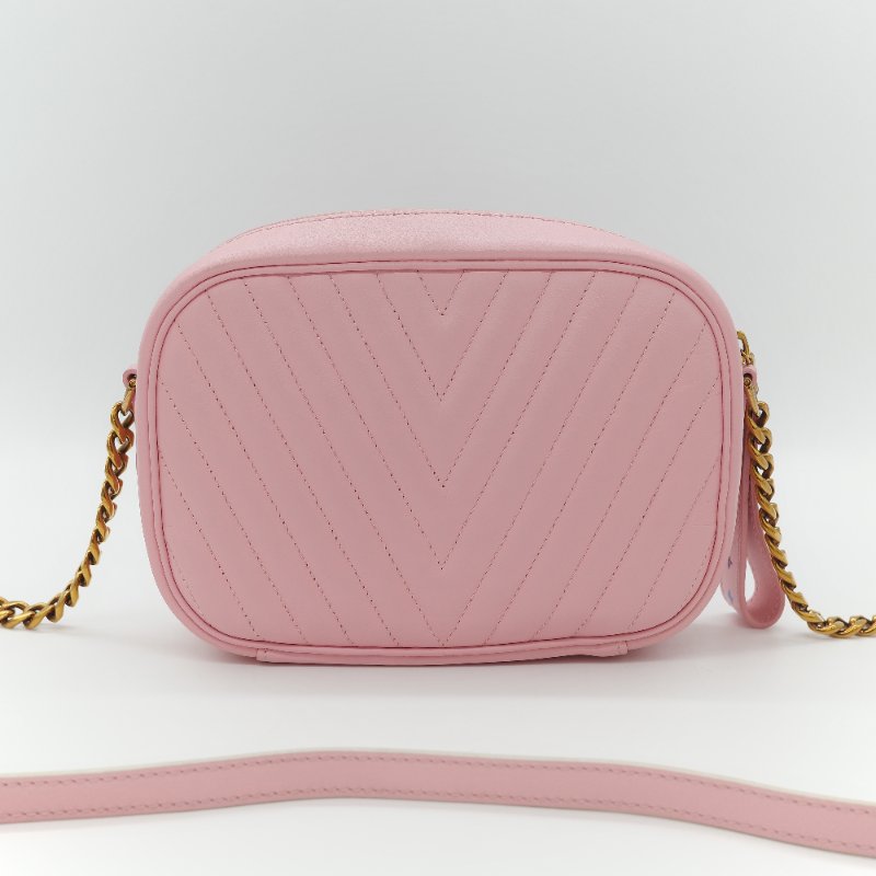 Louis Vuitton 路易威登 New Wave 櫻花粉 絎縫小牛皮 立體波浪紋拉鍊 斜背相機包-4