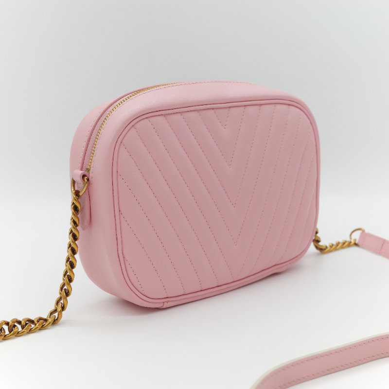 Louis Vuitton 路易威登 New Wave 櫻花粉 絎縫小牛皮 立體波浪紋拉鍊 斜背相機包-5