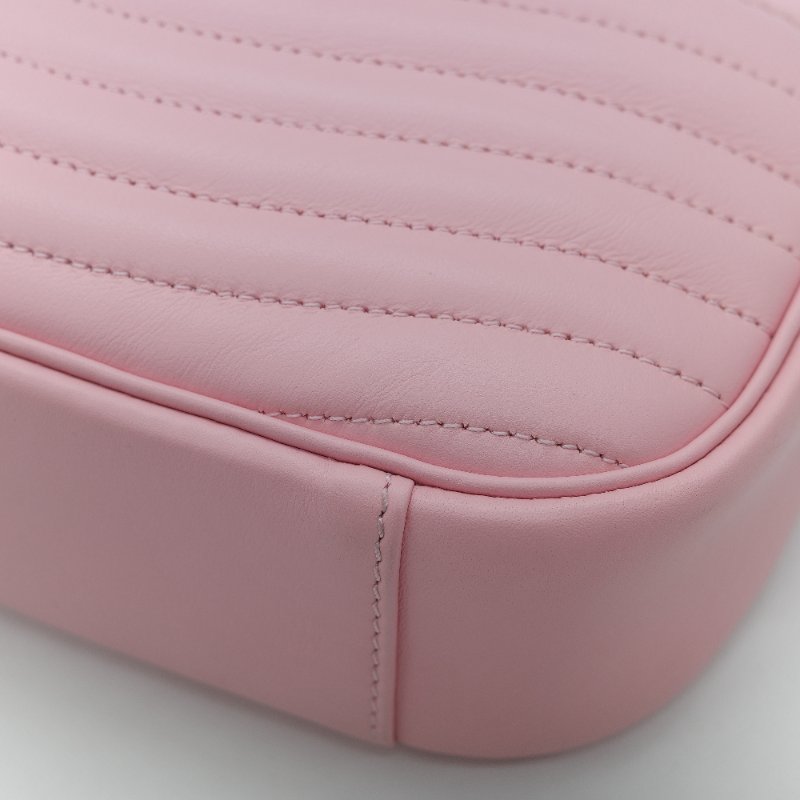 Louis Vuitton 路易威登 New Wave 櫻花粉 絎縫小牛皮 立體波浪紋拉鍊 斜背相機包-9