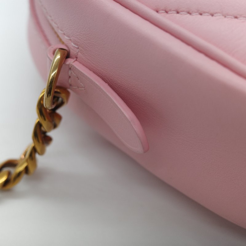 Louis Vuitton 路易威登 New Wave 櫻花粉 絎縫小牛皮 立體波浪紋拉鍊 斜背相機包-17