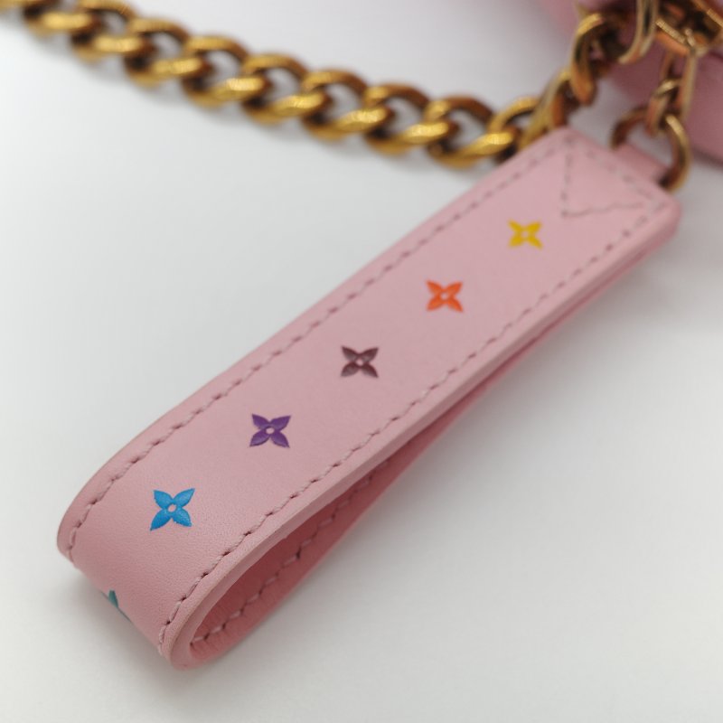 Louis Vuitton 路易威登 New Wave 櫻花粉 絎縫小牛皮 立體波浪紋拉鍊 斜背相機包-20