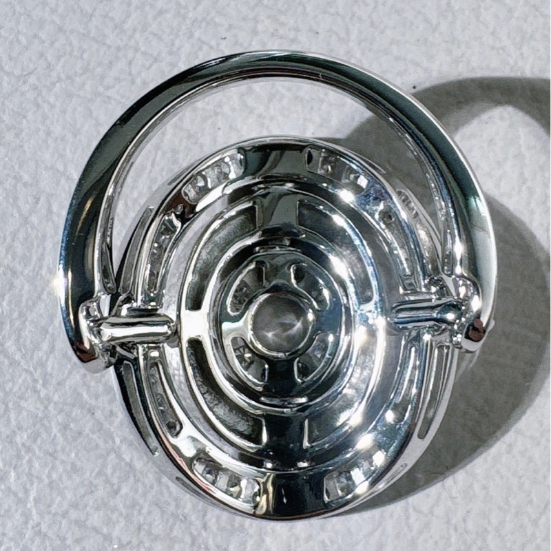 Bvlgari寶格麗 鑲鑽白金盾牌戒指，56號-6