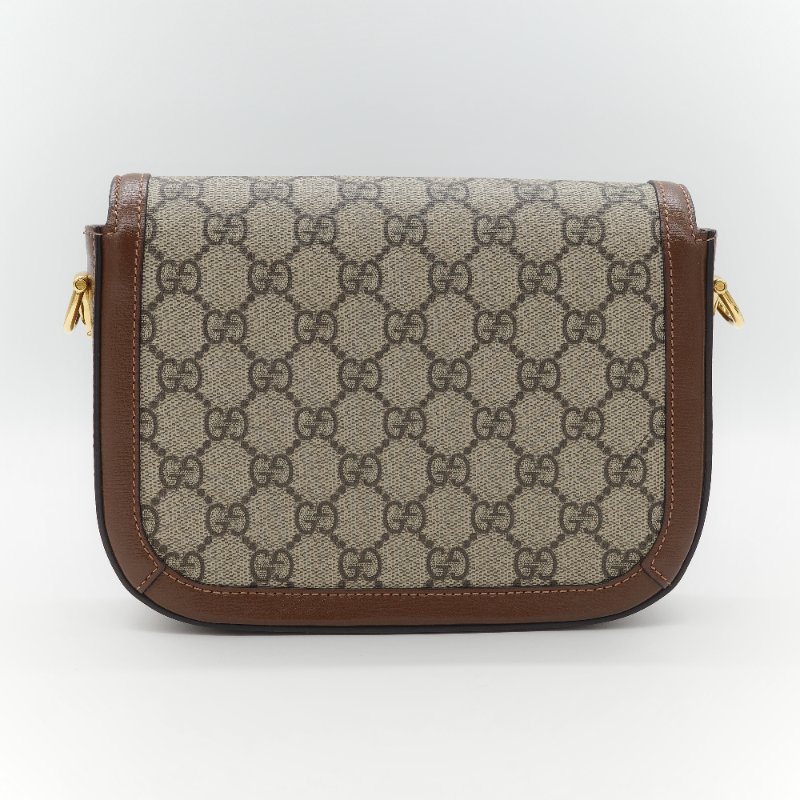 Gucci 古馳 Horsebit 1955 經典烏木色 GG Supreme 帆布 小牛皮 雙背帶 斜背包相機包-4