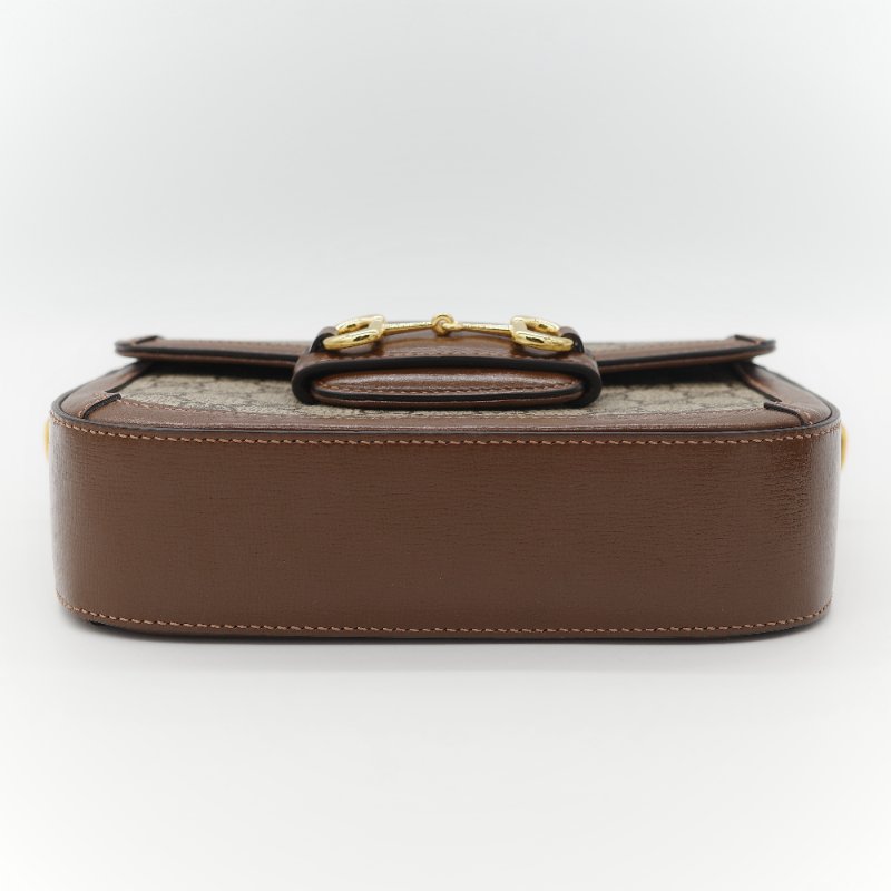 Gucci 古馳 Horsebit 1955 經典烏木色 GG Supreme 帆布 小牛皮 雙背帶 斜背包相機包-7